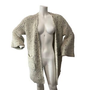 Anthropologie chunky bell sleeve sweater S/M fuzzy metallic winter cozy cowgirl